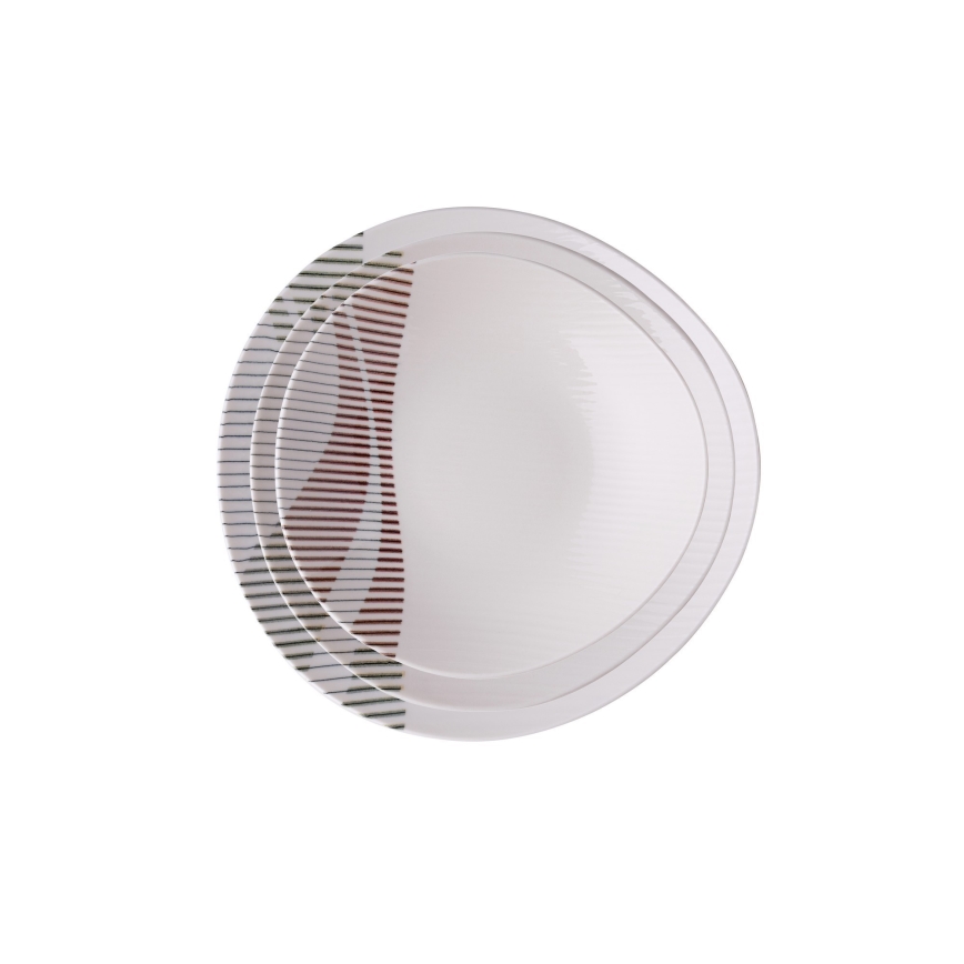 Farverigt 24-delt middagsservis i porcelæn