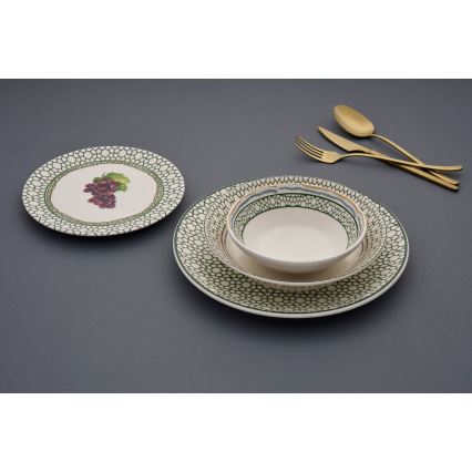 Farverigt 24-delt spisesæt/keramik