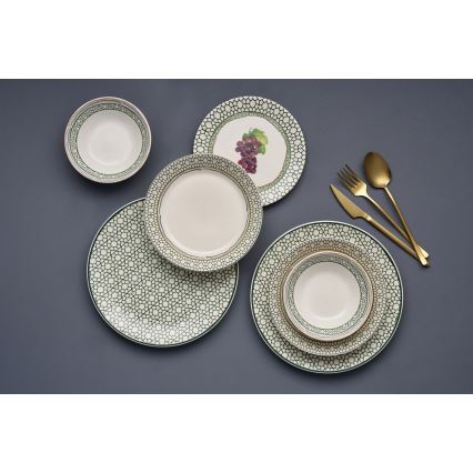 Farverigt 24-delt spisesæt/keramik