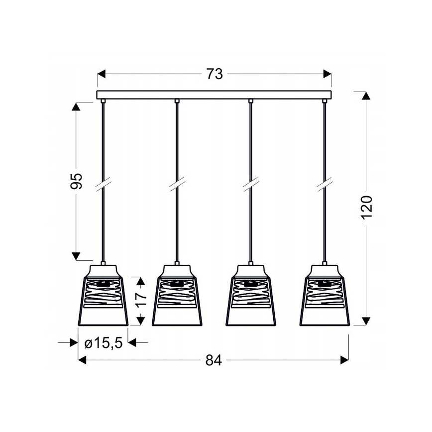 Fastgjort pendel FRESNO 4xE27/60W/230V