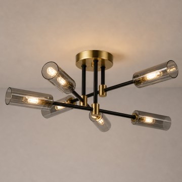 Fastmonteret loftlampe TESSA 6xG9/8W/230V messing/røget sort