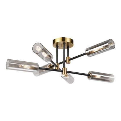 Fastmonteret loftlampe TESSA 6xG9/8W/230V messing/røget sort