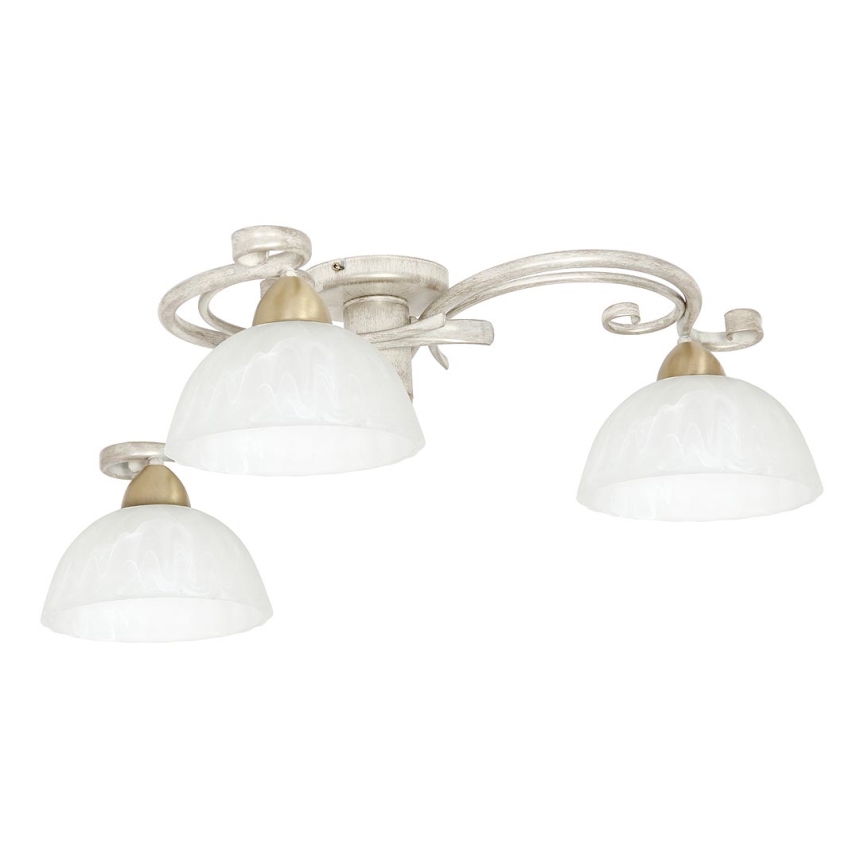 Fastmonteret lysekrone AURORA WHITE 3xE27/60W/230V