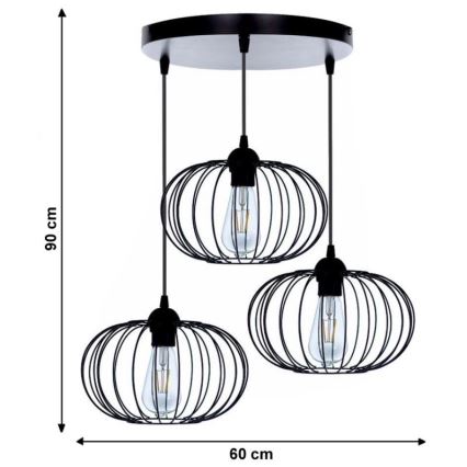 Fastmonteret lysekrone BOCCA 3xE27/60W/230V