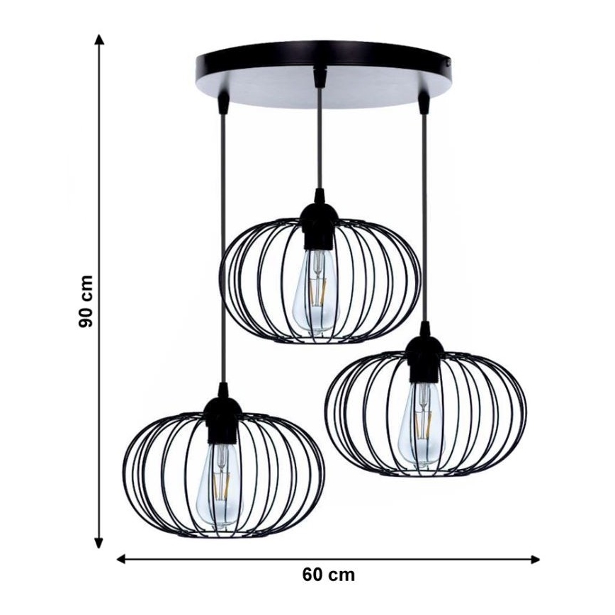 Fastmonteret lysekrone BOCCA 3xE27/60W/230V