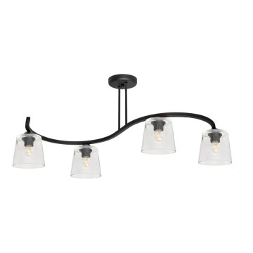 Fastmonteret lysekrone LUCEA 4xE27/15W/230V antik sort/transparent