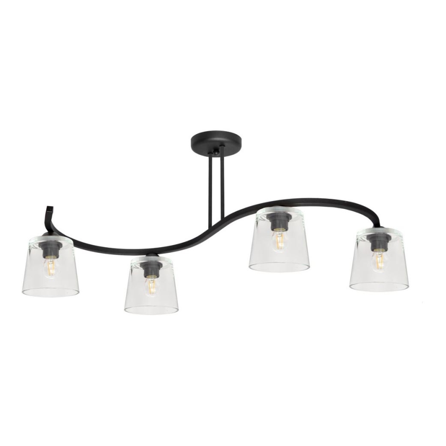 Fastmonteret lysekrone LUCEA 4xE27/15W/230V antik sort/transparent