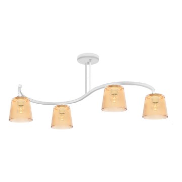 Fastmonteret lysekrone LUCEA 4xE27/15W/230V hvid/orange