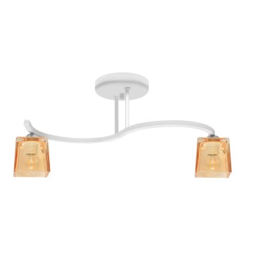 Fastmonteret lysekrone SANTOS 2xE27/15W/230V hvid/orange