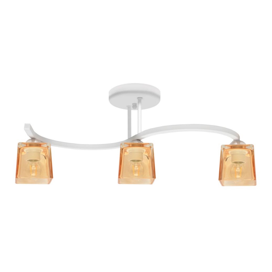 Fastmonteret lysekrone SANTOS 3xE27/15W/230V hvid/orange