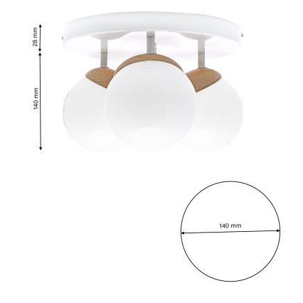 Fastmonteret lysekrone SFERA WOOD 3xE14/40W/230V