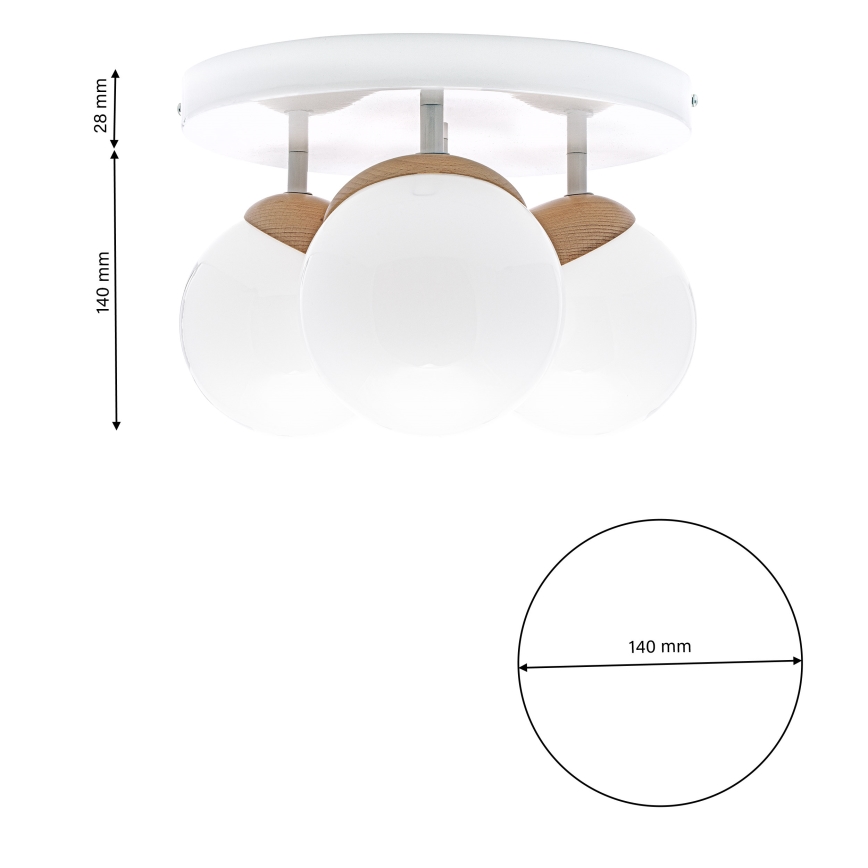 Fastmonteret lysekrone SFERA WOOD 3xE14/40W/230V