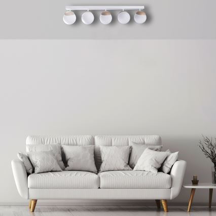 Fastmonteret lysekrone SFERA WOOD 5xE14/40W/230V