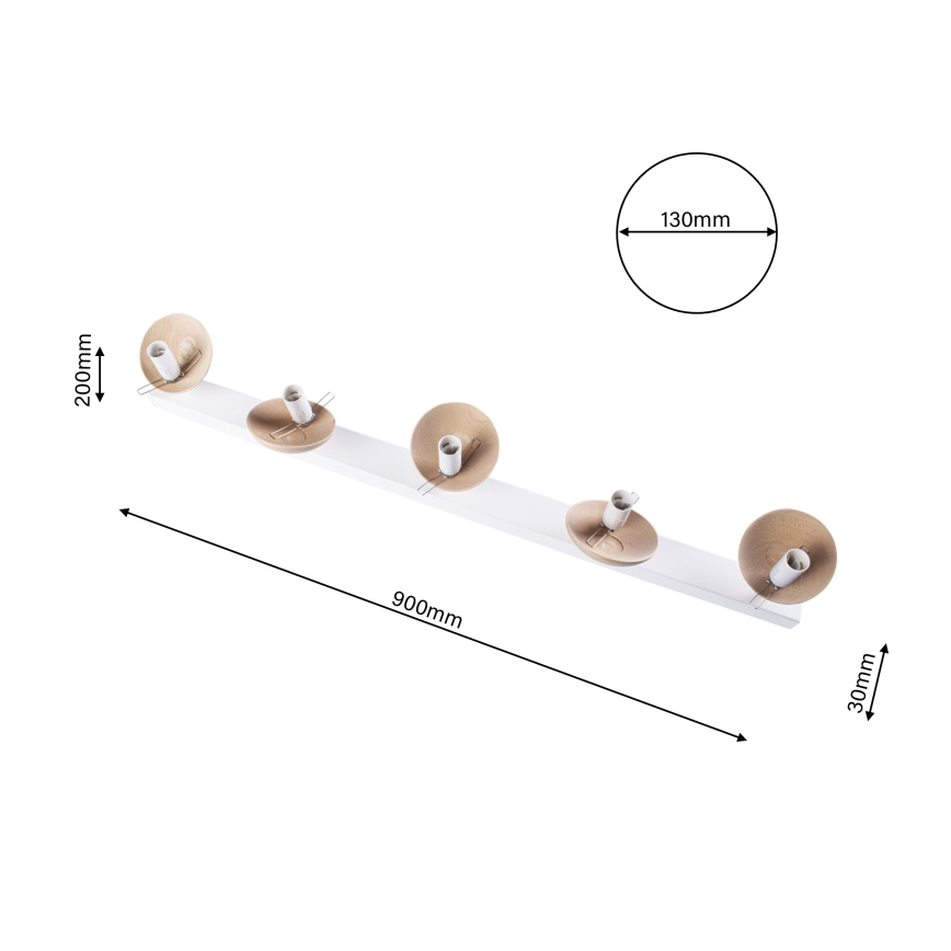 Fastmonteret lysekrone SFERA WOOD 5xE14/40W/230V