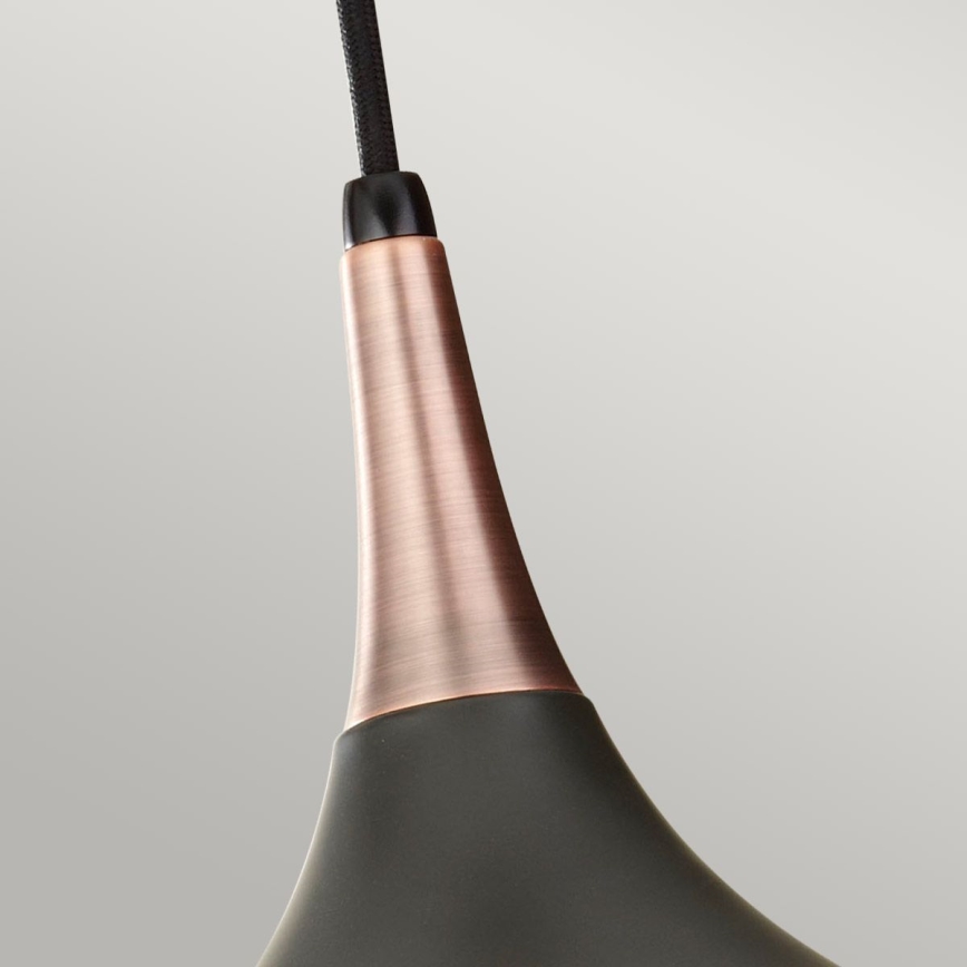 Feiss - Pendel på ledning BESO 1xE27/60W/230V Ø 25,4 cm sort/kobber