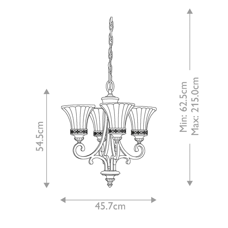 Feiss - Pendel med kædeophæng DRAWING ROOM 4xE27/60W/230V