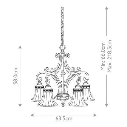 Feiss - Pendel med kædeophæng DRAWING ROOM 5xE27/60W/230V