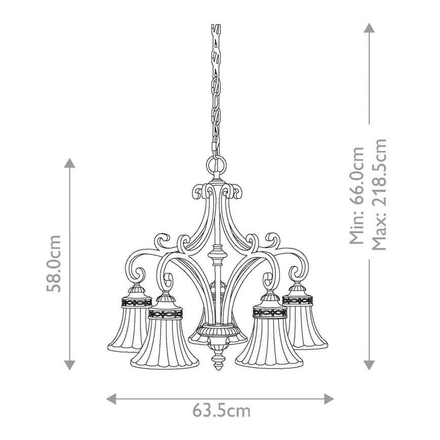 Feiss - Pendel med kædeophæng DRAWING ROOM 5xE27/60W/230V