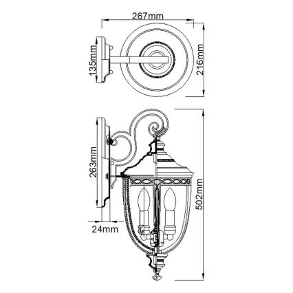 Feiss - Udendørs væglampe ENGLISH BRIDLE 3xE14/60W/230V IP44