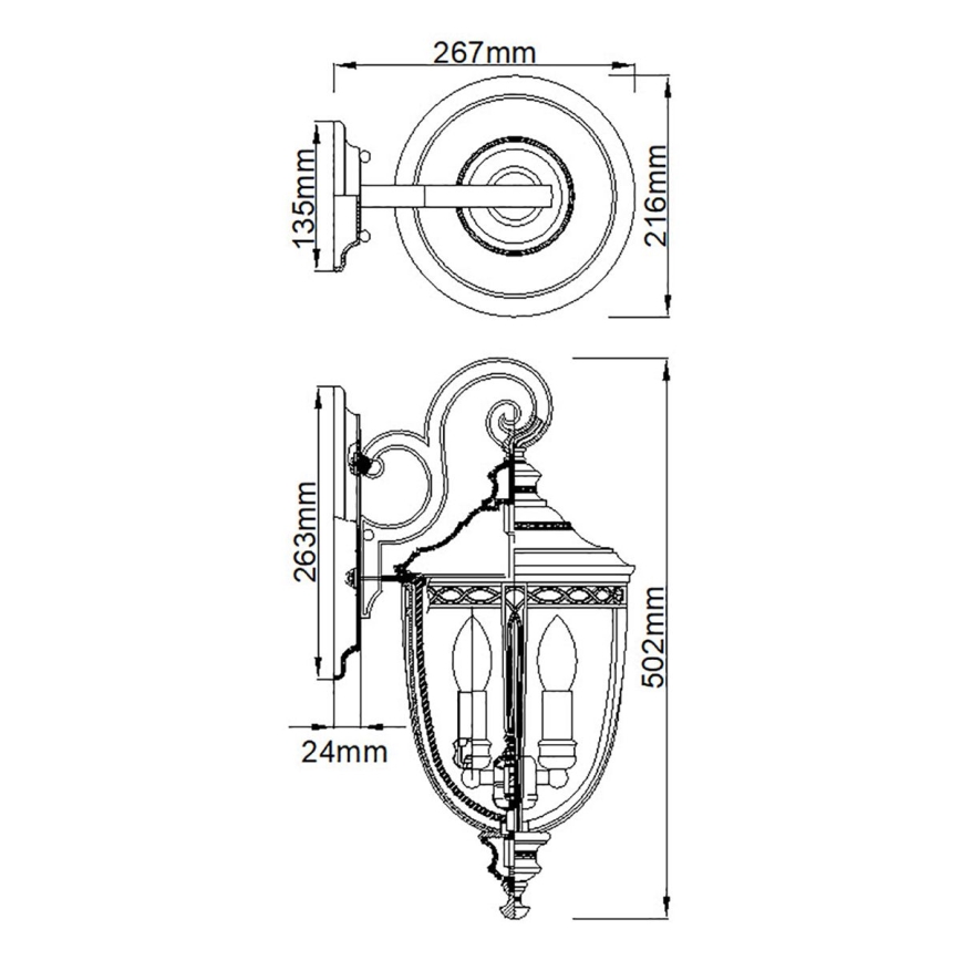 Feiss - Udendørs væglampe ENGLISH BRIDLE 3xE14/60W/230V IP44