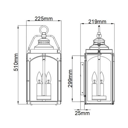Feiss - Udendørs væglampe RANDHURST 3xE14/40W/230V IP44