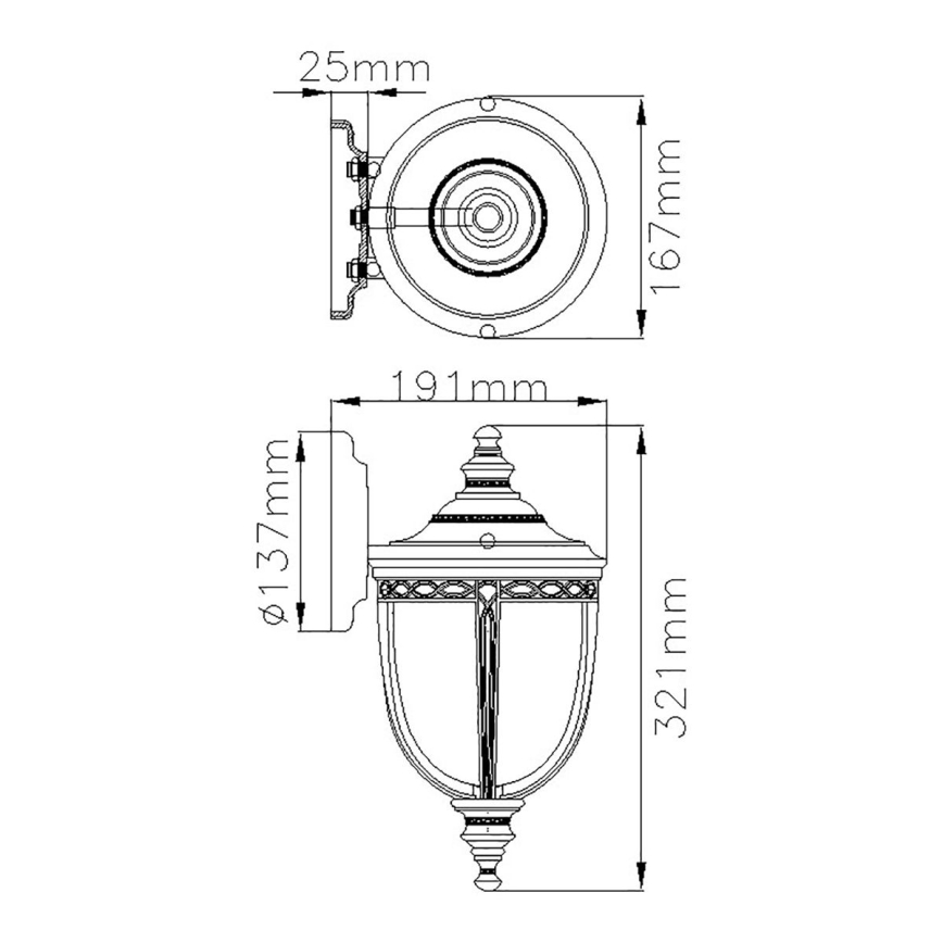 Feiss - Udendørs væglampe ENGLISH BRIDLE 1xE27/60W/230V IP44