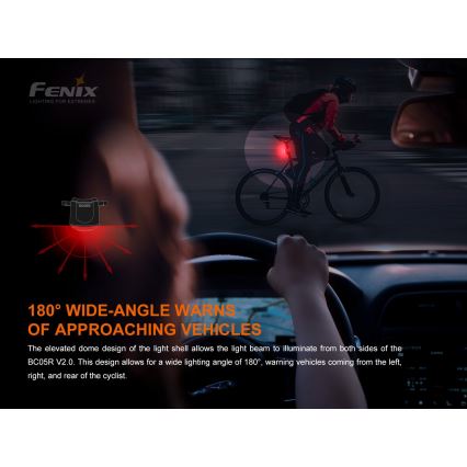 Fenix BC05RV20 - LED cykellygte genopladelig LED/USB IP66 15 lm 120 timer