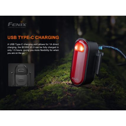 Fenix BC05RV20 - LED cykellygte genopladelig LED/USB IP66 15 lm 120 timer