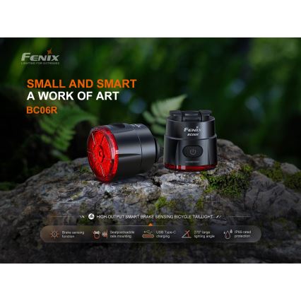 Fenix BC06R - LED cykellygte dæmpbar og genopladelig  LED/USB IP66 90 lm 24,5 timer