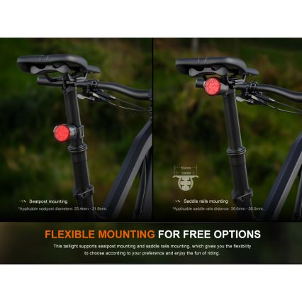 Fenix BC06R - LED cykellygte dæmpbar og genopladelig  LED/USB IP66 90 lm 24,5 timer