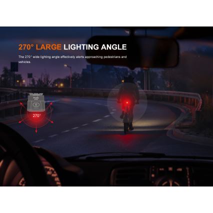 Fenix BC06R - LED cykellygte dæmpbar og genopladelig  LED/USB IP66 90 lm 24,5 timer