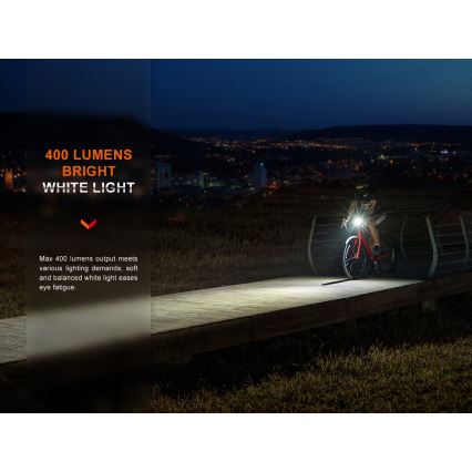 Fenix BC15R - Genopladelig LED cykellygte dæmpbar LED/USB IP66 400 skinnende 31,5 timer 2600 mAh