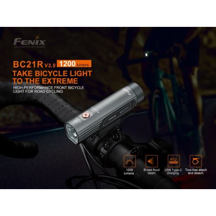 Fenix BC21RV30 - LED cykellygte genopladelig LED/USB IP68 1200 lm 33 timer