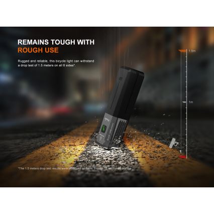 Fenix BC22R - Dæmpbar LED-genopladelig cykellygte, LED/USB, 3400 mAh, IP66, 1400 lm, 41 h, sort