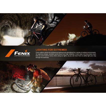 Fenix BC22R - Dæmpbar LED-genopladelig cykellygte, LED/USB, 3400 mAh, IP66, 1400 lm, 41 h, sort