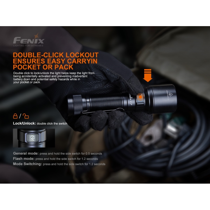 Fenix C7 - LED lommelygte genopladelig og dæmpbar 1xLED/1x21700 IP68 3000 lm 68 timer