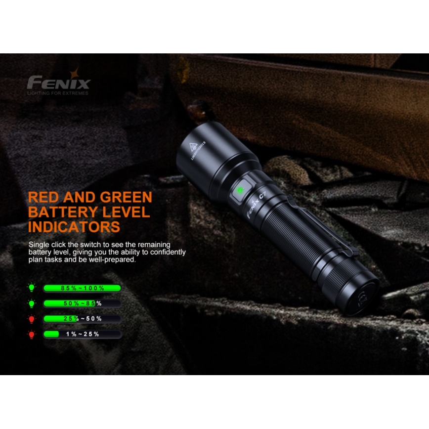 Fenix C7 - LED lommelygte genopladelig og dæmpbar 1xLED/1x21700 IP68 3000 lm 68 timer