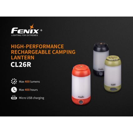 Fenix CL26RGREEN - Genopladelig LED lampe dæmpbar LED/USB IP66 400 lm 400 timer grøn