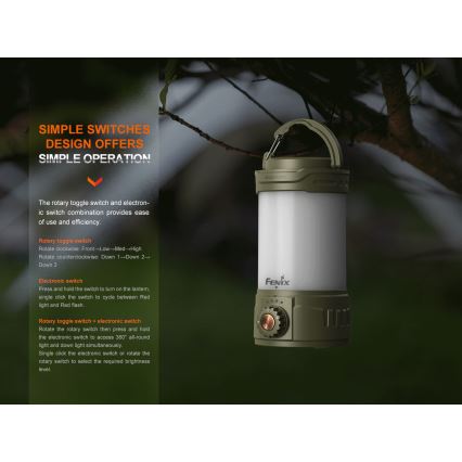 Fenix CL26RPROCAM - Bærbar LED lampe dæmpbar og genopladelig LED/USB IP66 650 lm 408 timer 5000 mAh grå