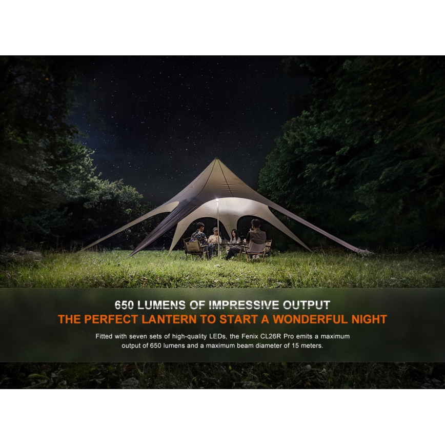 Fenix CL26RPROOLI - Bærbar LED lampe dæmpbar og genopladelig LED/USB IP66 650 lm 408 timer grøn