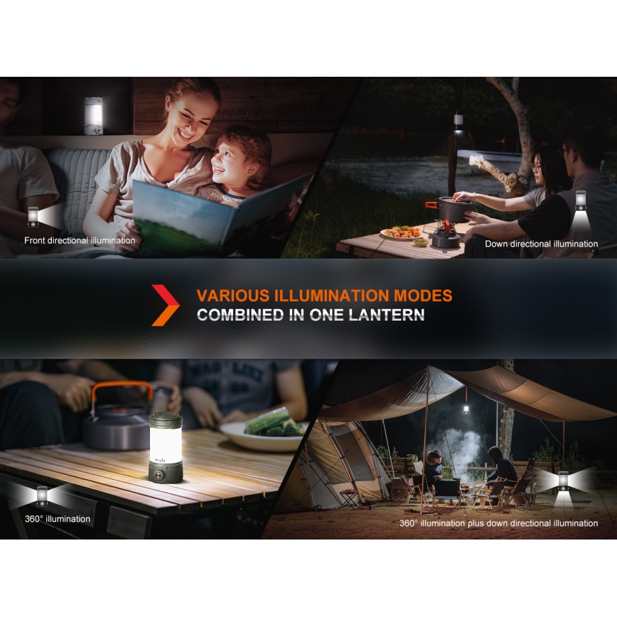 Fenix CL26RPROOLI - Bærbar LED lampe dæmpbar og genopladelig LED/USB IP66 650 lm 408 timer grøn