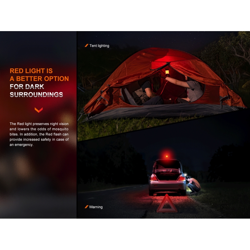 Fenix CL26RPROOLI - Bærbar LED lampe dæmpbar og genopladelig LED/USB IP66 650 lm 408 timer grøn