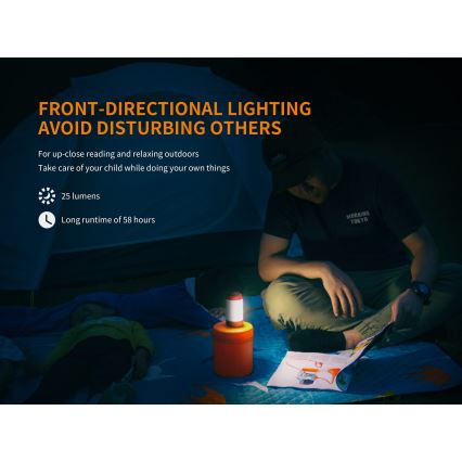 Fenix CL26RRED - Bærbar LED lampe dæmpbar og genopladelig LED/USB/2xCR123A IP66 400 skinnende 400 timer 2600 mAh orange