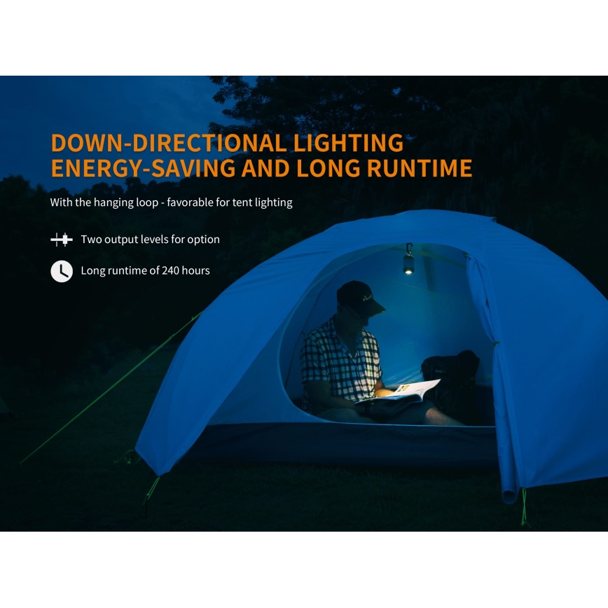 Fenix CL26RRED - Bærbar LED lampe dæmpbar og genopladelig LED/USB/2xCR123A IP66 400 skinnende 400 timer 2600 mAh orange