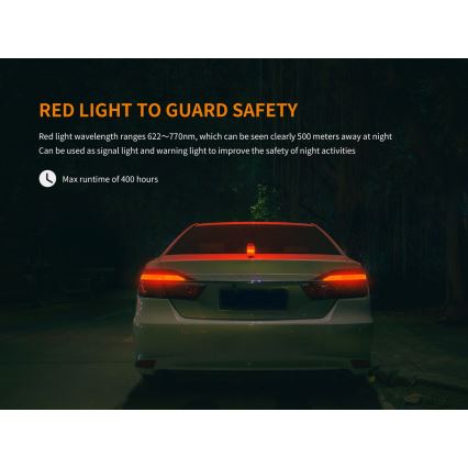 Fenix CL26RRED - Bærbar LED lampe dæmpbar og genopladelig LED/USB/2xCR123A IP66 400 skinnende 400 timer 2600 mAh orange