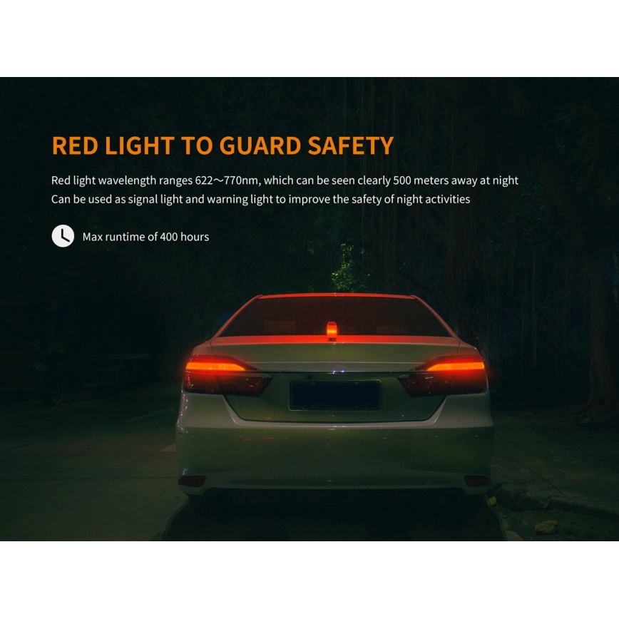 Fenix CL26RRED - Bærbar LED lampe dæmpbar og genopladelig LED/USB/2xCR123A IP66 400 skinnende 400 timer 2600 mAh orange