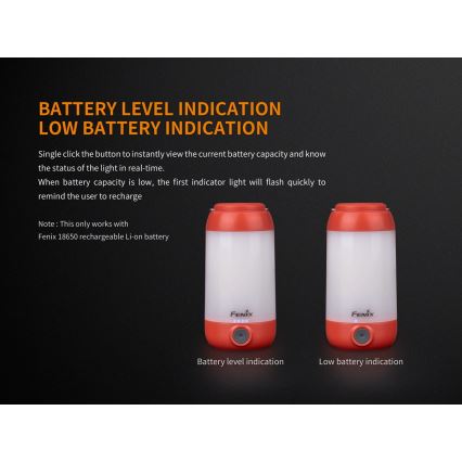 Fenix CL26RRED - Bærbar LED lampe dæmpbar og genopladelig LED/USB/2xCR123A IP66 400 skinnende 400 timer 2600 mAh orange