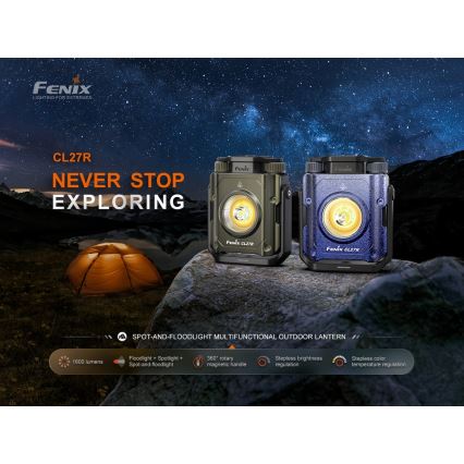 Fenix CL27RGRE - Genopladelig LED lampe dæmpbar LED/USB IP66 1600 lm 285 h