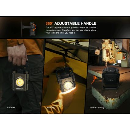 Fenix CL27RGRE - Genopladelig LED lampe dæmpbar LED/USB IP66 1600 lm 285 h
