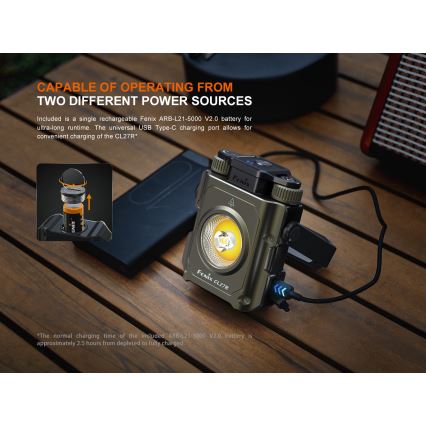 Fenix CL27RGRE - Genopladelig LED lampe dæmpbar LED/USB IP66 1600 lm 285 h